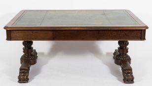 A Victorian partner's mahogany rectangular library table:,