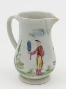 An early Worcester sparrow beak cream jug: of baluster form with grooved loop handle and everted
