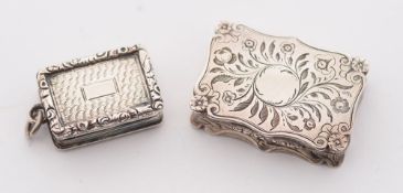 A Victorian silver vinaigrette, maker Nathaniel Mills, Birmingham, 1854: with floral decoration,