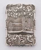 A Nathaniel Mills castle top card case, all marks worn: initialled,