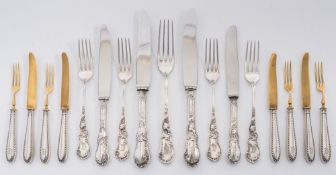 A part suite of Continental silver flatware from Schloss Georgium: initialled,