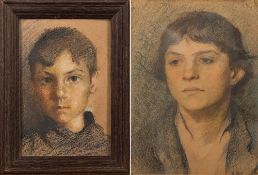 * Gertrude des Clayes [1879-1949]- Portrait of boy, head and shoulders:- pastel, 29 x 22cm,