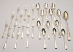 A matched silver Old English pattern part flatware service,