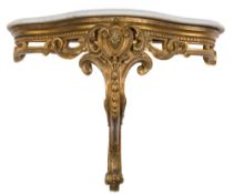 A 19th Century Continental carved giltwood serpentine fronted console table:,