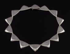 A triangle-link necklace designed by Bent Gabrielsen for Hans Hansen:, Denmark circa 1960,