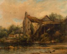 Frederick Waters Watts [1800-1870]- An overshot mill, ducks in the foreground,