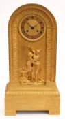 A French Empire ormolu mantel clock: the eight-day duration movement striking the hours and