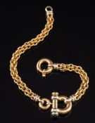 An 18ct gold bracelet of multi-circular link rope design: set with cabochon sapphires,