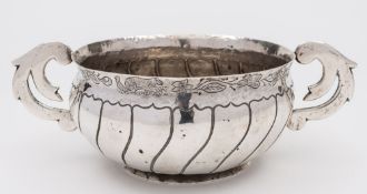 A Mexican silver two-handled bowl, stamped BTON: of circular form,