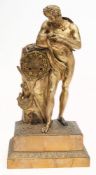 A Victorian bronze and marble French figural mantel clock: the eight-day duration movement striking