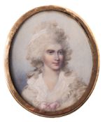 Follower of John Donaldson [1737-1801]- A miniature portrait of Elizabeth Duchess of Hamilton,