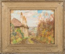 Alice des Clayes [1890-1968]- Plough horse returning home:- signed bottom left watercolour,