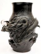 A large Japanese bronze 'Dragon' vase: of baluster form,