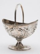 A Georgian Scottish swing handled sugar basket, all marks worn maker Alexander Spence, Edinburgh,