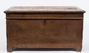 An 18th Century Continental oak rectangular coffer:,