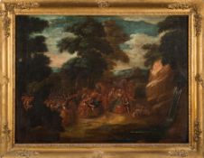 German School [late17th/early 18th Century]- The Meeting of Two Armies:- oil on canvas 67 x 87cm
