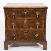 An apprenticeman's 18th Century walnut oyster veneer chest:,