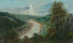 * Ernest Walter Twining [1875-1956]- Sunlight breaking through clouds over The Avon Gorge:- signed