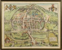 BRAUN,Georg & HOGENBERG, Franz - Civitas Exoniae [Exeter] : hand coloured map, 400 x 315 mm,