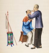 CHINESE RICE PAINTINGS : 7 rice paintings and 2 paintings on paper in fragile state but largely