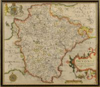 KIP, William - Devoniae Comitatus vulgo Denshyre : hand coloured map, 340 x 290 mm, f & g, 1637.