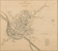 DONN, Benjamin - A Plan of the City and Suburbs of Exeter : large copper engraved map, 435 x 385,