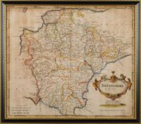 MORDEN, Robert - Devonshire : hand coloured map, 410 x 360 mm, f & g, c1695.