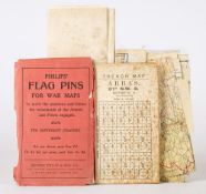 Wartime maps : WW1 & 11, folding maps inc. silk. WW2 air-crew escape map.