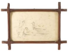 English School early 20th Century- Tales from The Riverbank:- Ratty and a kingfisher pencil