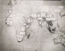 Churchill and the War Rooms : 27 large photographs in a folder of Churchill in his map room with