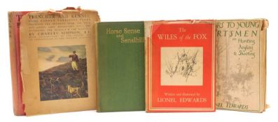 EDWARDS, Lionel - The Wiles of the Fox : 6 colour plates, org. cloth in torn d/w, 4to, 1932.