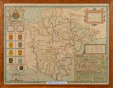 SPEED, John - Devonshire with Excester Described : hand coloured map, 500 x 370 mm,