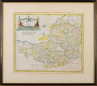 MORDEN, Robert - Somersetshire, hand coloured map:, 420 x 360 mm, f &g, c1695.