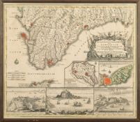 SEUTTER, Matthew - Andalusiae Castellum Gibraltar : hand coloured map, 580 x 495 mm, f & g, c1740.