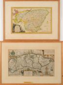 KIP, William : Sussexia, hand coloured map, 385 x 220, framed & glazed, 1637. With 5 other maps.