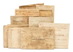 VELLUM DOCUMENTS : ten various 17th/18th century documents,