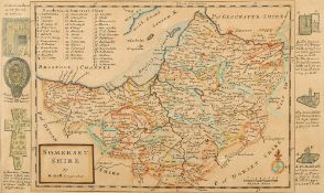 MOLL, Herman - Somersetshire : hand coloured map, 310 x 185 mm, f & g, c1720s.