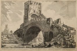 PIRANESI, Giovanni : (1720-1778) - Veduta del Ponte Salario : engraving, 610 x 400 mm,
