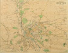 BACON'S - Plan of Exeter and Suburbs : map, 710 x 545 mm, f & g, c1900s.