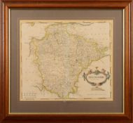 MORDEN, Robert - Devonshire : hand coloured map, 420 x 360 mm, attractive walnut frame, c1695.