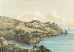 TORQUAY : ' Torquay from Livermead,' hand coloured lithograph, 345 x 230 mm, Newman & Co,