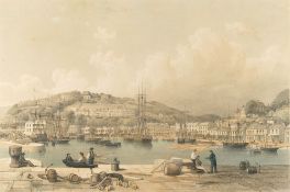 TORQUAY : ' Torquay from Waldon Hill,' hand coloured lithograph, 335 x 215 mm, f & g, W.
