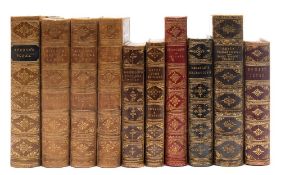 BINDINGS : The Works of Laurence Sterne - half tan calf extra gilt on spines, 8vo, 1889.