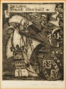 BRANGWYN, Frank : ( 1867-1956 ) original etched bookplate, Ex.