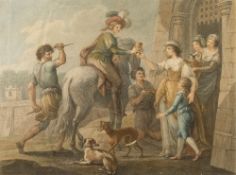 BARTOLOZZI, F - ' Edward II the Martyr and Elfrida,' coloured stipple engraving, 360 x 275 mm,