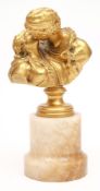 After Antoine Houdon (1741 - 1828) A late 19th century gilt bronze figure group: of a couple