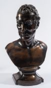 A bronzed pottery library bust of The Duke of Wellington: attributed to Wood & Caldwell and