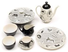A Ridgway pottery Metro Shape Homemaker pattern part coffee and dinner service: after a design by