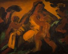 * Bernard Meninsky [1891-1950]- Woman and Children: oil on canvas 40 x 50cm. * Provenance.