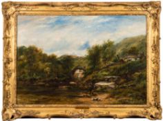 Frederick Waters Watts [1800-1870]- A salmon fisherman at a Devonshire pool,